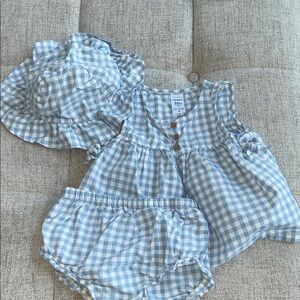 Carter's Blue Gingham Dress 3pc Set with Hat